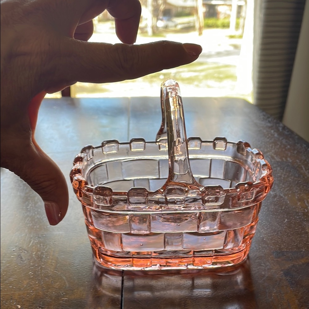 Elegant Pink Glass Basket